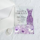 Invitations En Acrylique Robe pourpre Trente et fabuleux 30e anniversaire