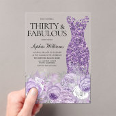Invitations En Acrylique Robe pourpre Trente et fabuleux 30e anniversaire (In situ (ordinateur de poche))