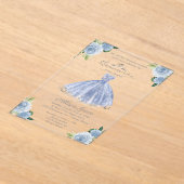 Invitations En Acrylique Robe princesse d'argent bleu Dusty Quinceañera (Poser)