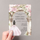 Invitations En Acrylique Robe rose florales arche claire Quinceanera (In situ (ordinateur de poche))
