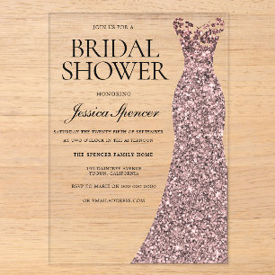 Invitations En Acrylique Robe Rose Gold Élégante Baby Shower
