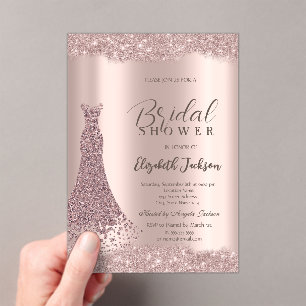 Invitations En Acrylique Robe rose gold Sparkle Frame Mariage