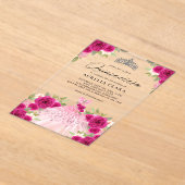 Invitations En Acrylique Robe rose magenta argent 15e Quinceañera (Poser)