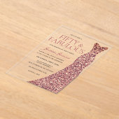 Invitations En Acrylique Robe rose or étincelante femmes 50e fête d'anniver (Poser)