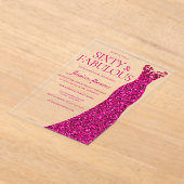 Invitations En Acrylique Robe rose Soixante et fabuleux 60e anniversaire (Poser)