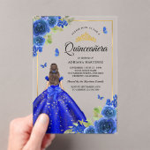 Invitations En Acrylique Robe royale bleu florale papillon Quinceanera (In situ (ordinateur de poche))