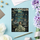 Invitations En Acrylique Robe verte de la forêt enchantée Quinceañera 16 (Insitu (Mariage))