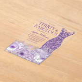 Invitations En Acrylique Robe violette florale 30 ans & Fabuleuse 30e anniv (Poser)