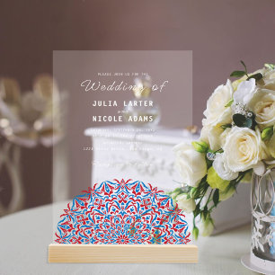 Invitations En Acrylique Roche de marbre de récif de corail rouge et bleu M