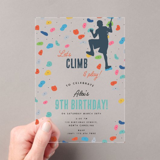 Invitations En Acrylique Rock Escalade mignonne Anniversaire de enfant Part (In situ (ordinateur de poche))