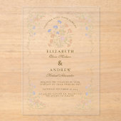 Invitations En Acrylique Rococo Floral Antique Frame Mariage (Recto)
