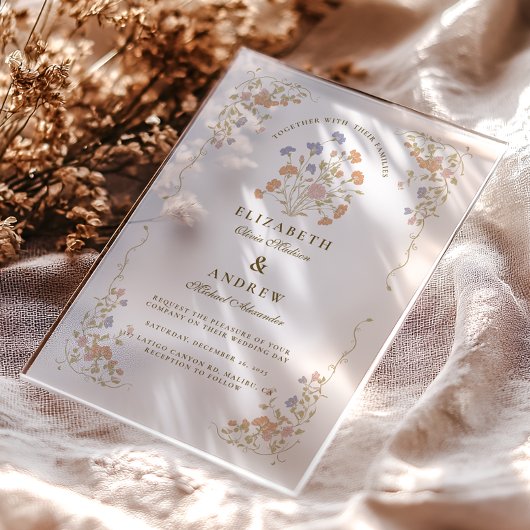 Invitations En Acrylique Rococo Floral Antique Frame Mariage
