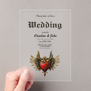 Invitations En Acrylique Romance gothique, coeur de la passion.