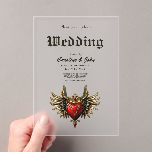 Invitations En Acrylique Romance gothique, coeur de la passion. (In situ (ordinateur de poche))