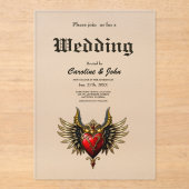 Invitations En Acrylique Romance gothique, coeur de la passion. (Recto)