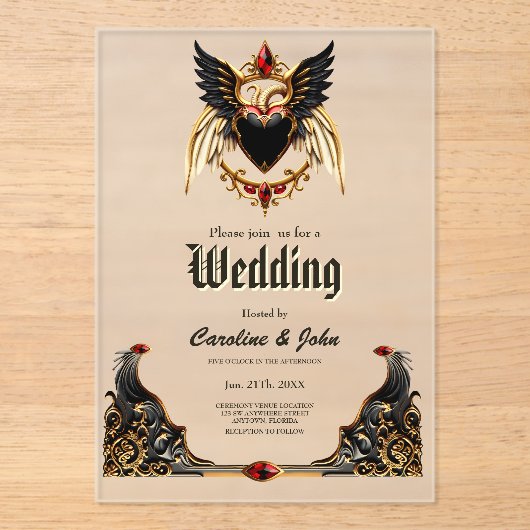 Invitations En Acrylique Romance gothique, dans les ombres de l'amour (Recto)