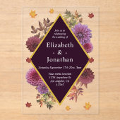 Invitations En Acrylique Romantic Autumn Dahlia Wedding (Recto)