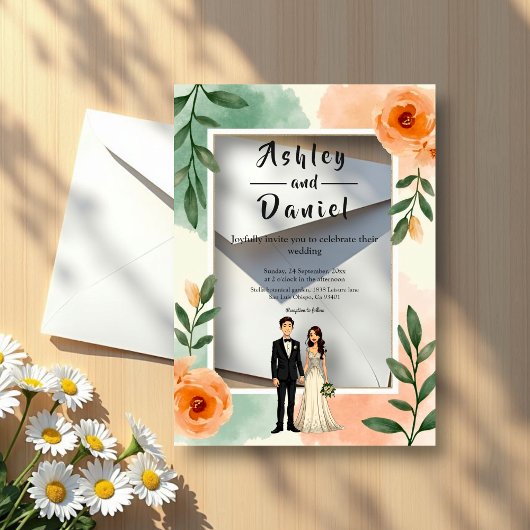 Invitations En Acrylique Romantic Chic Cadre Floral Mariée Et Mariage De Ch