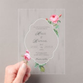 Invitations En Acrylique Romantic Chic French Rose Botanical Wedding (In situ (ordinateur de poche))