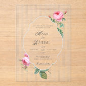 Invitations En Acrylique Romantic Chic French Rose Botanical Wedding (Recto)