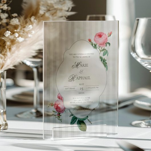Invitations En Acrylique Romantic Chic French Rose Botanical Wedding