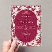 Invitations En Acrylique Romantic Maroon Floral (In situ (ordinateur de poche))