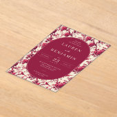 Invitations En Acrylique Romantic Maroon Floral (Poser)