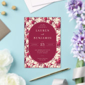 Invitations En Acrylique Romantic Maroon Floral (Insitu (Mariage))