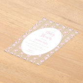 Invitations En Acrylique Romantic Pink Rose Baby Shower  (Poser)