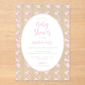Invitations En Acrylique Romantic Pink Rose Baby Shower  (Recto)
