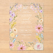 Invitations En Acrylique Romantic Spring Wildflower Meadow Wedding (Recto)
