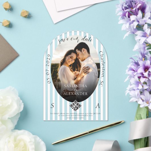 Invitations En Acrylique Romantique 1 Photo Scribble QR Code Enregistrer la (Insitu (Mariage))