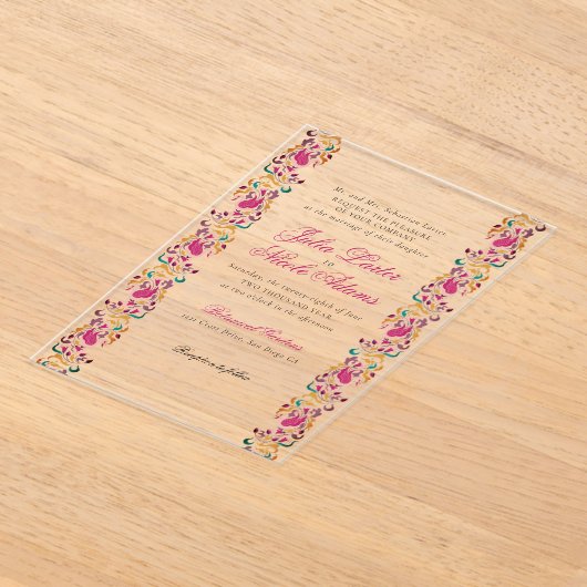 Invitations En Acrylique Romantique classique Pearl Swan Mariage de cadre f (Poser)