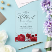 Invitations En Acrylique Romantique Valentines Rouge Roses Arc Mariage (Insitu (Mariage))