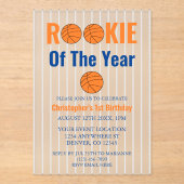 Invitations En Acrylique Rookie De L'Année Basket 1Er Anniversaire (Recto)