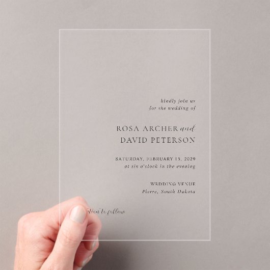 Invitations En Acrylique Rosa Elegant Mariage moderne (In situ (ordinateur de poche))