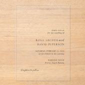 Invitations En Acrylique Rosa Elegant Mariage moderne (Recto)