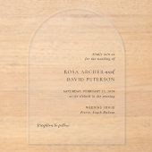 Invitations En Acrylique Rosa Elegant Mariage moderne (Recto)