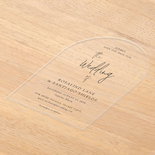 Invitations En Acrylique Rosalind Moderne Mariage élégant Enregistrer la da (Poser)