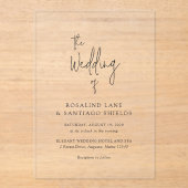 Invitations En Acrylique Rosalind Typographie moderne Mariage élégant (Recto)