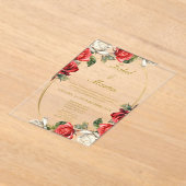 Invitations En Acrylique Rose blanche et rouge Élégant mariage espagnol (Poser)
