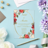 Invitations En Acrylique Rose blanche et rouge Élégant mariage espagnol (Insitu (Mariage))