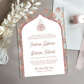 Invitations En Acrylique Rose blanche or Damask Arch Mariage musulman