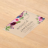 Invitations En Acrylique Rose chaud et bleu marine Mariage floral 2 (Poser)