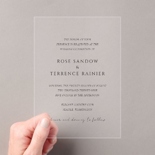 Invitations En Acrylique Rose Classique Moderne Mariage élégant (In situ (ordinateur de poche))