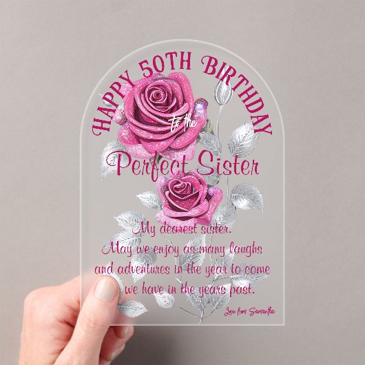 Invitations En Acrylique Rose d'argent rose parfait soeur acrylique anniver (In situ (ordinateur de poche))