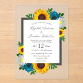 Invitations En Acrylique Rose de tournesol Daisy Floral Mariage (Recto)