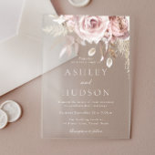 Invitations En Acrylique Rose Dusty et Mariage Blush