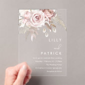 Invitations En Acrylique Rose Dusty moderne et Mariage Rose Blush (In situ (ordinateur de poche))