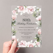 Invitations En Acrylique Rose féminine 80e fête d'anniversaire (In situ (ordinateur de poche))